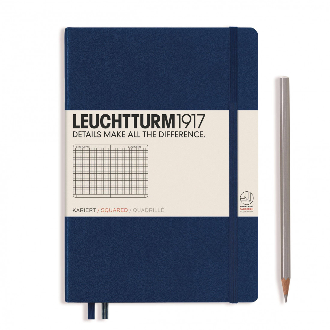 Leuchtturm 1917 Notebook A5 Navy Squared Hard Cover