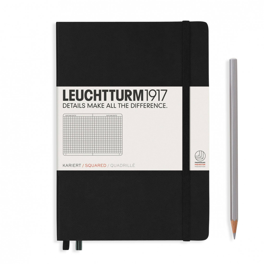 Leuchtturm 1917 Notebook A5 Black Squared Hard Cover