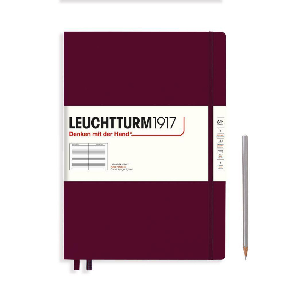 Leuchtturm 1917 Notebook A4 plus Burgundy Ruled Hard Cover