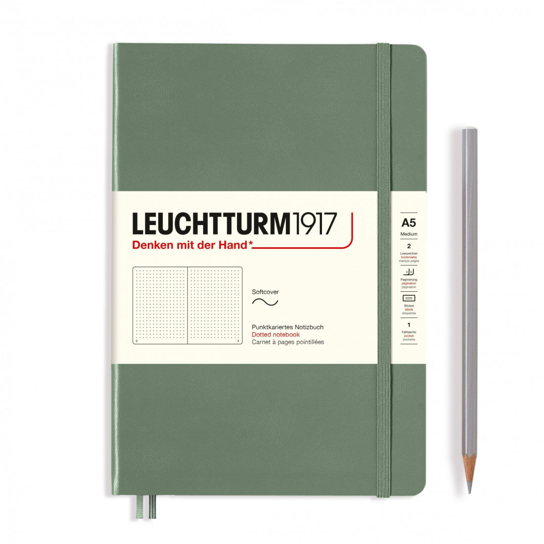 Leuchtturm 1917 Notebook A5 Olive Dotted Soft Cover