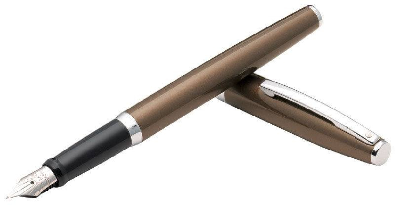 Sheaffer Sagaris Chrome Trim Fountain Pen with Fine Nib Metallic Brown 