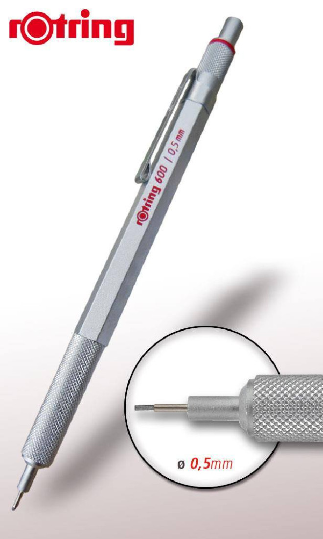 ROTRING 600 SILVER MECHANICAL PENCIL 0,5MM 1852321