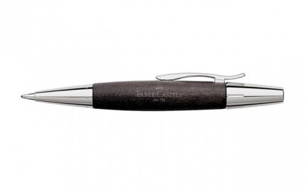 Faber Castell E-Motion Pearwood Black Chrome Twist Ballpoint Pen  148383