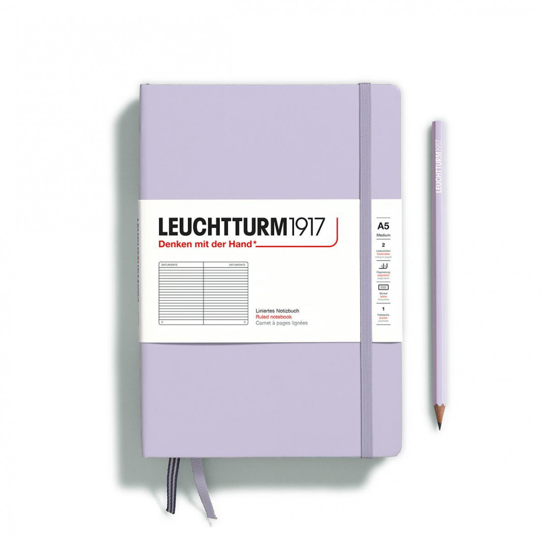 Leuchtturm 1917 Notebook A5 Hardcover 251 numbered pages, Lilac, ruled