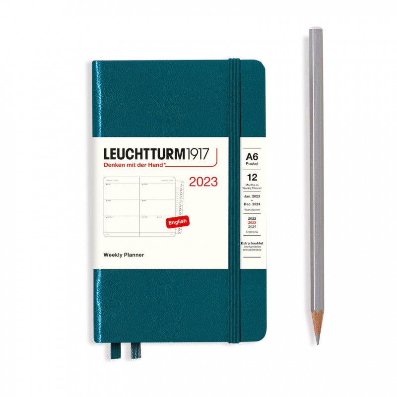 Leuchtturm 1917 Weeky planner 2023 Pacific Green pocket A6 hard cover