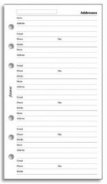 Filofax Contacts Refill - Personal 130201 FX