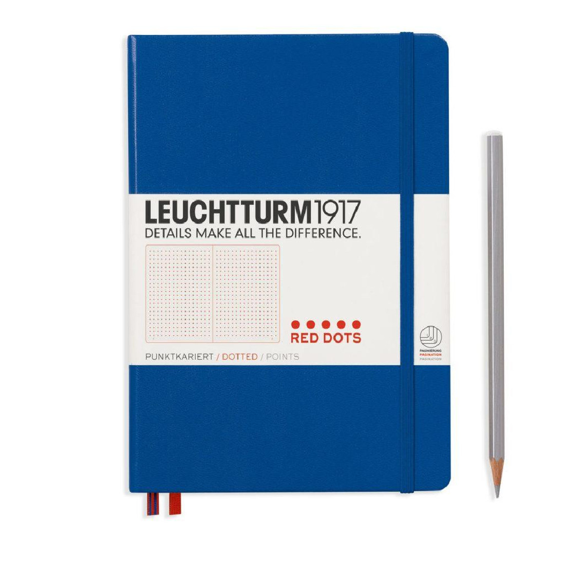 Leuchtturm 1917 Notebook A5 Red Dotts Royal Blue Hard Cover