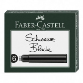 FABER CASTELL  INK CARTRIDGES(6) BLACK 185507