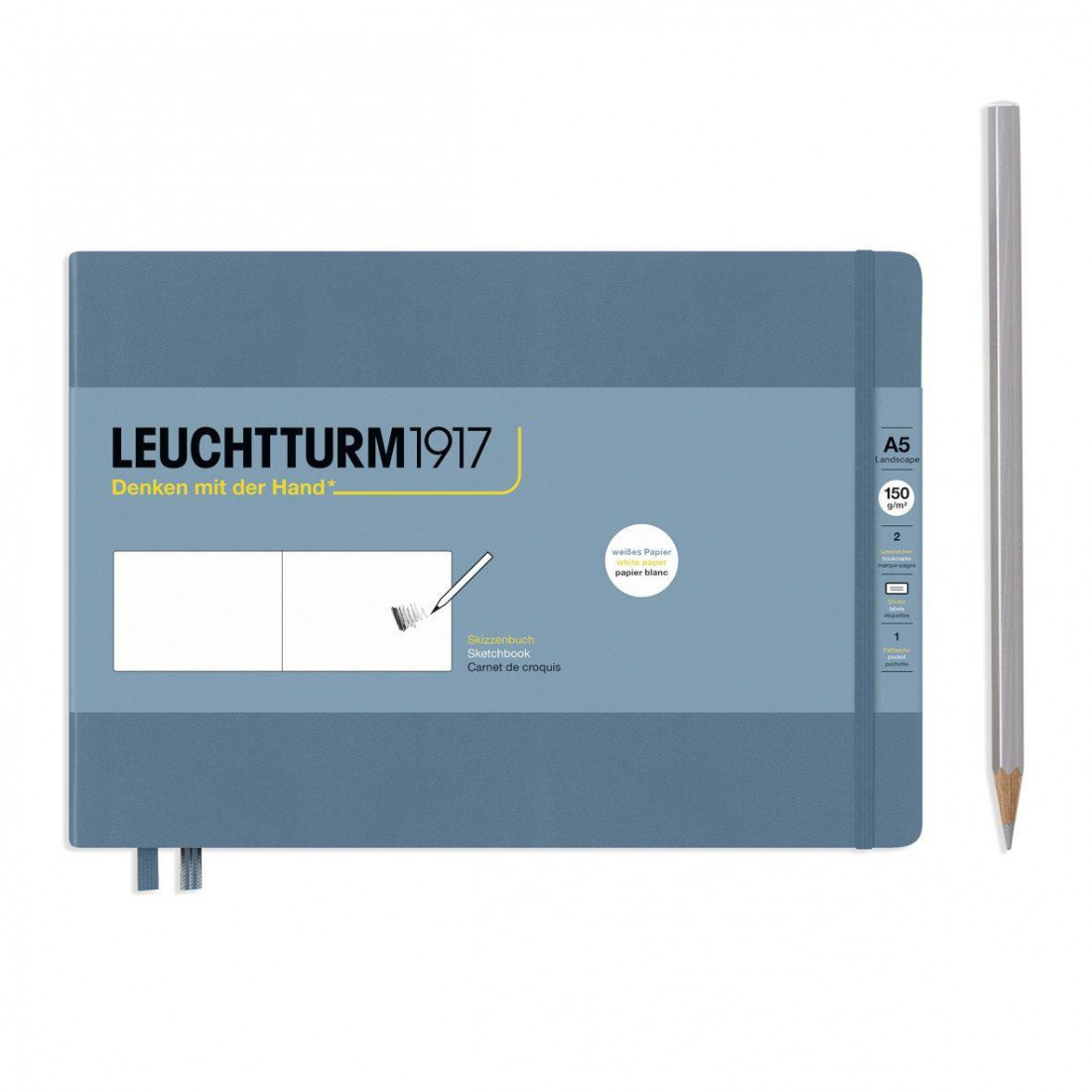 Leuchtturm 1917 Sketchbook Stone grey Landscape Medium (A5) 150 gram