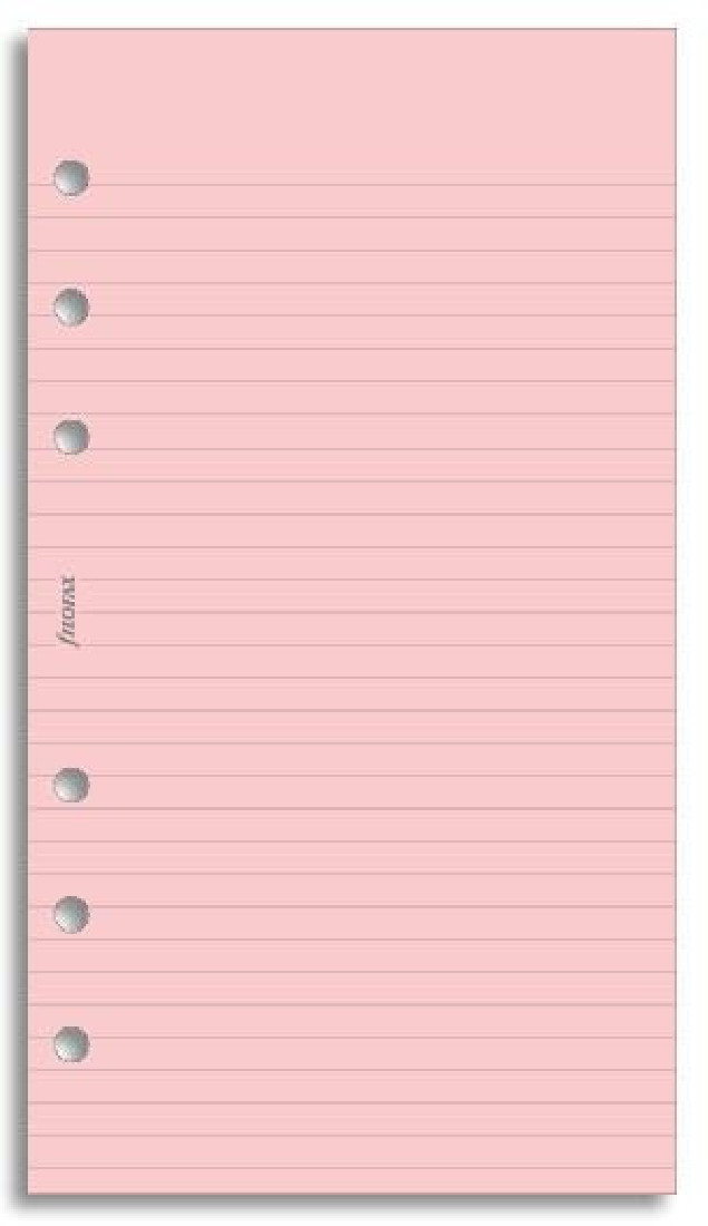 Refill Personal Pink Ruled Notepaper 133007 Filofax
