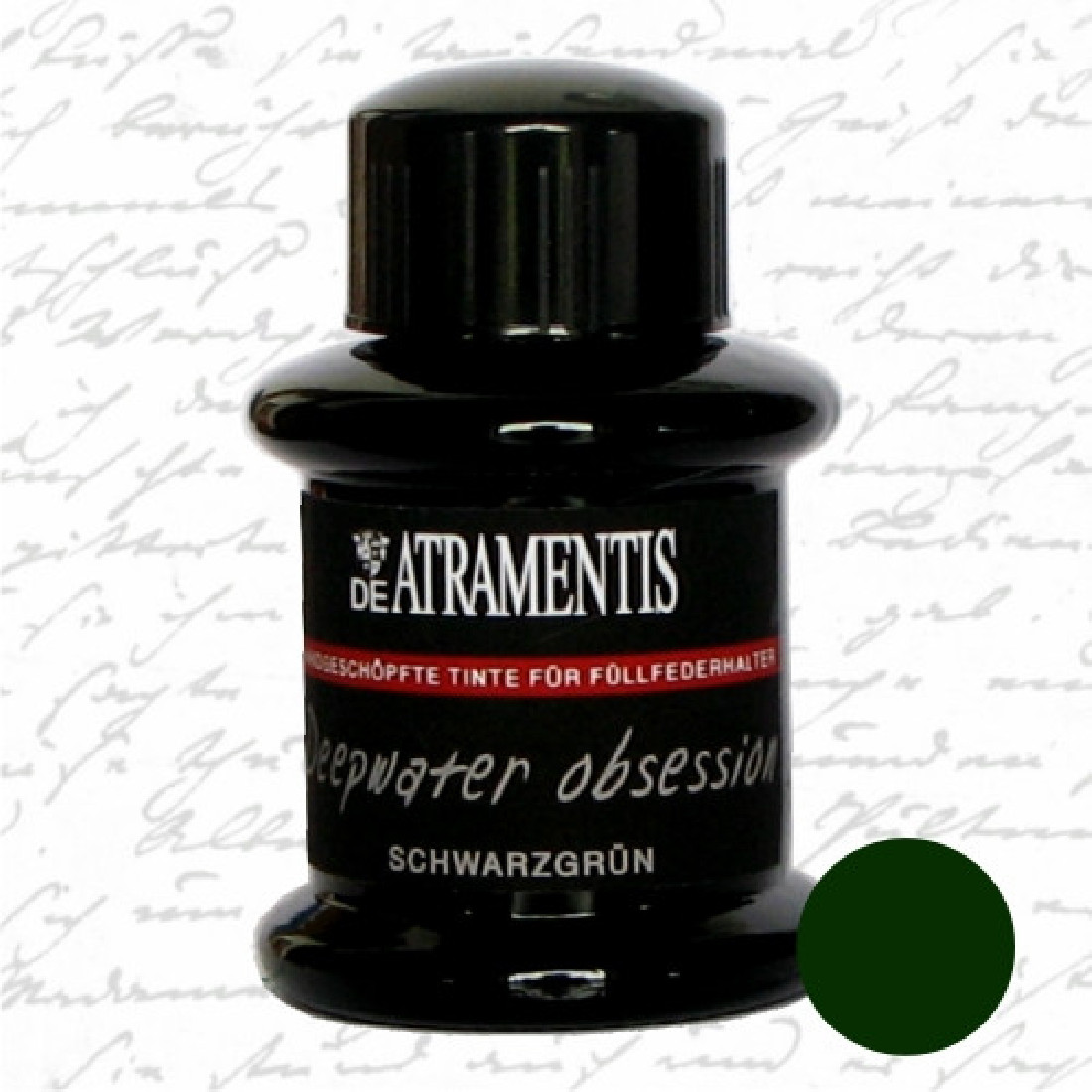 De Atramentis Black green 45ml fountain pen standard ink black edition