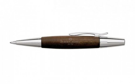Faber Castell E-Motion Pearwood Dark Brown Chrome Twist  Ballpoint Pen 148381