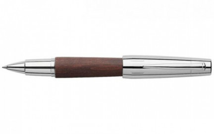 Faber Castell E-Motion Pearwood Dark Brown Chrome Rollerball Pen