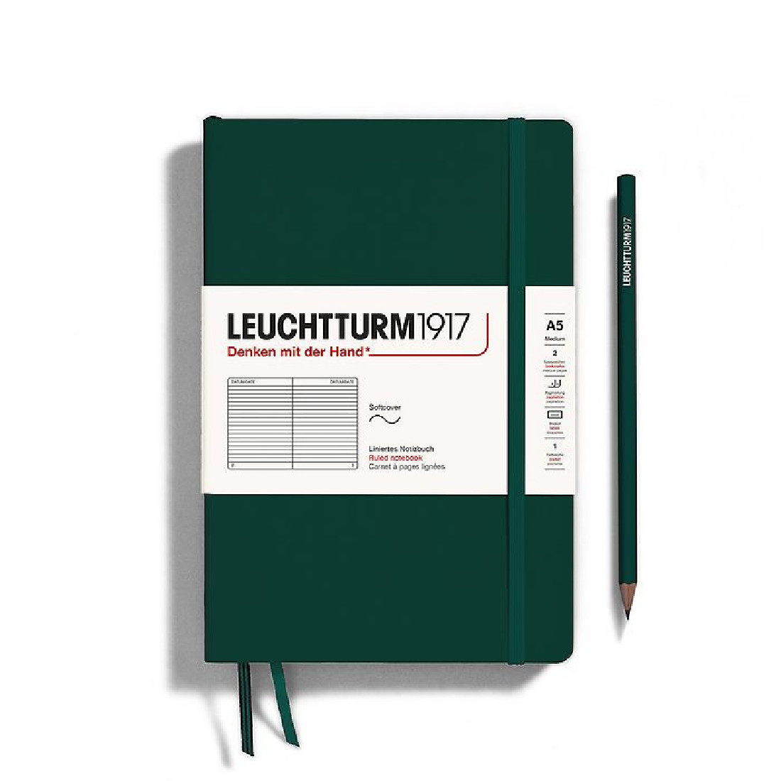 Leuchtturm 1917 Notebook A5 Forest Green Ruled Soft Cover