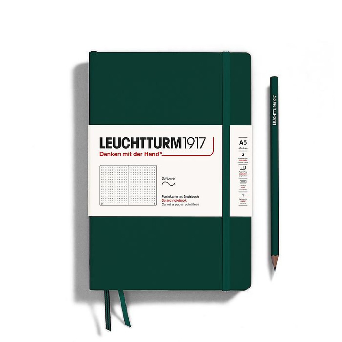 Leuchtturm 1917 Notebook A5 Forest Green Dotted Soft Cover