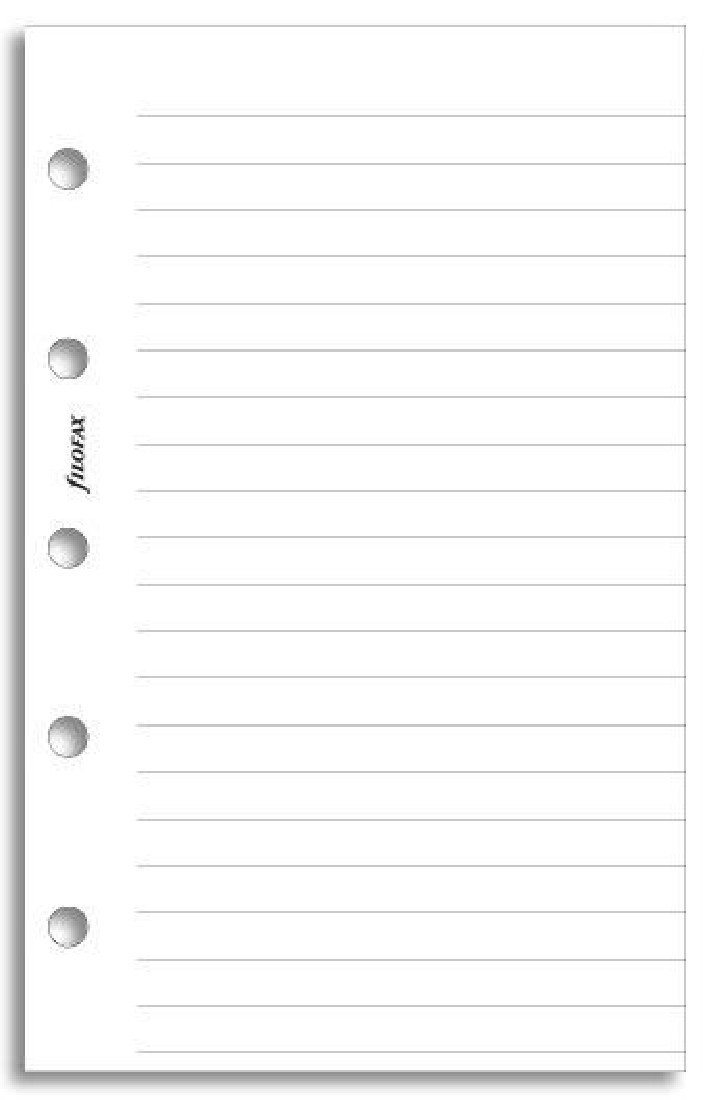 Filofax refill mini, 513008, white ruled notepaper, 20sheets, 80gr