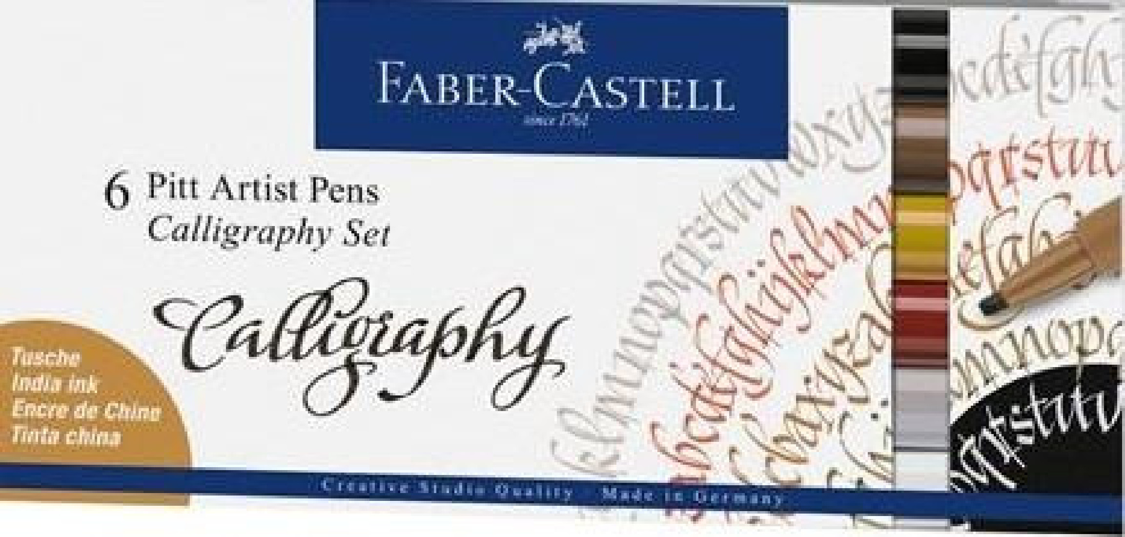 Faber-Castell set of 6 Pitt Artist Pens Calligraphy 167506