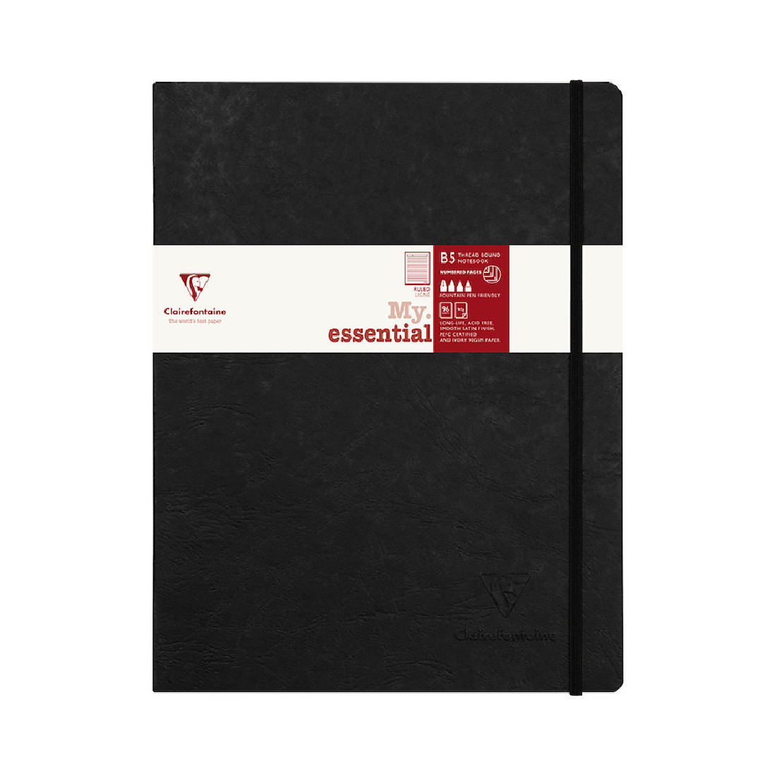 Clairefontaine notebook my.essential B5 19X25 cm, black, lined,  90g