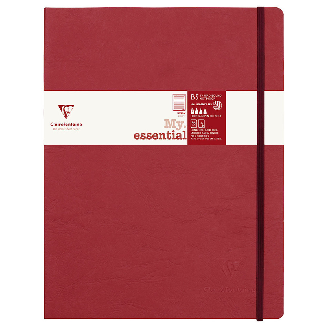 Clairefontaine notebook my.essential B5 19X25 cm, red, lined,  90g