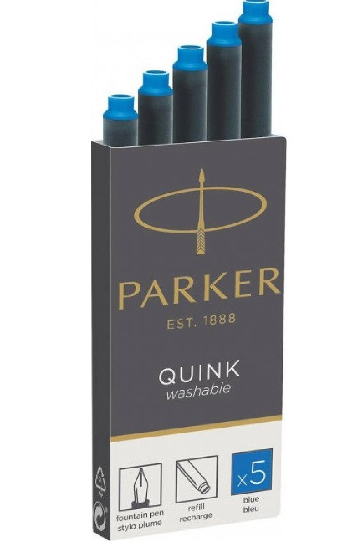 Parker Quink Ink 5 pcs Cartridges Washable blue