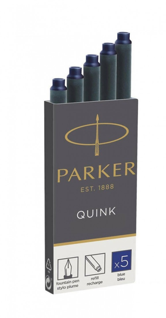 Parker Quink Ink 5 pcs Cartridges Blue
