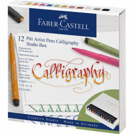 Faber Castell Pitt Artist Pen india ink pen Calligraphy 167512 studio box of 12