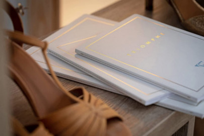 Clairefontaine Rhodia 36176C Triomphe Gold Collection  White Sewn Notebook - A4 21x29.7 cm - 96 Lined White Pages - 90 g Paper - Card Cover with Gold Marking