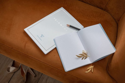 Clairefontaine Rhodia 36176C Triomphe Gold Collection  White Sewn Notebook - A4 21x29.7 cm - 96 Lined White Pages - 90 g Paper - Card Cover with Gold Marking