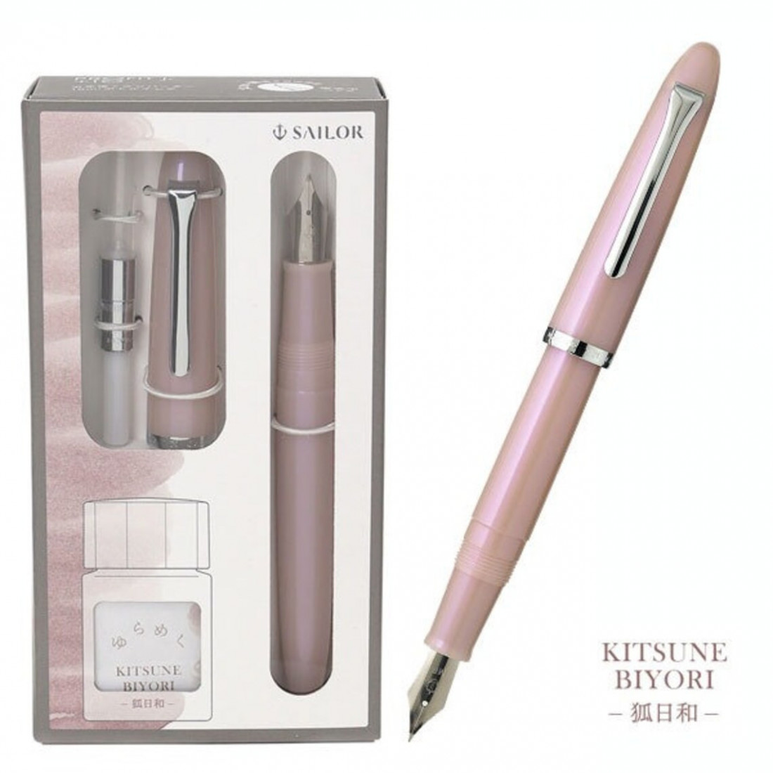 Sailor pen with Fude nib, Limited edition, Profit Jr. plus 10ml Special Ink Kitsune Biyori plus Converter 10-0420-701