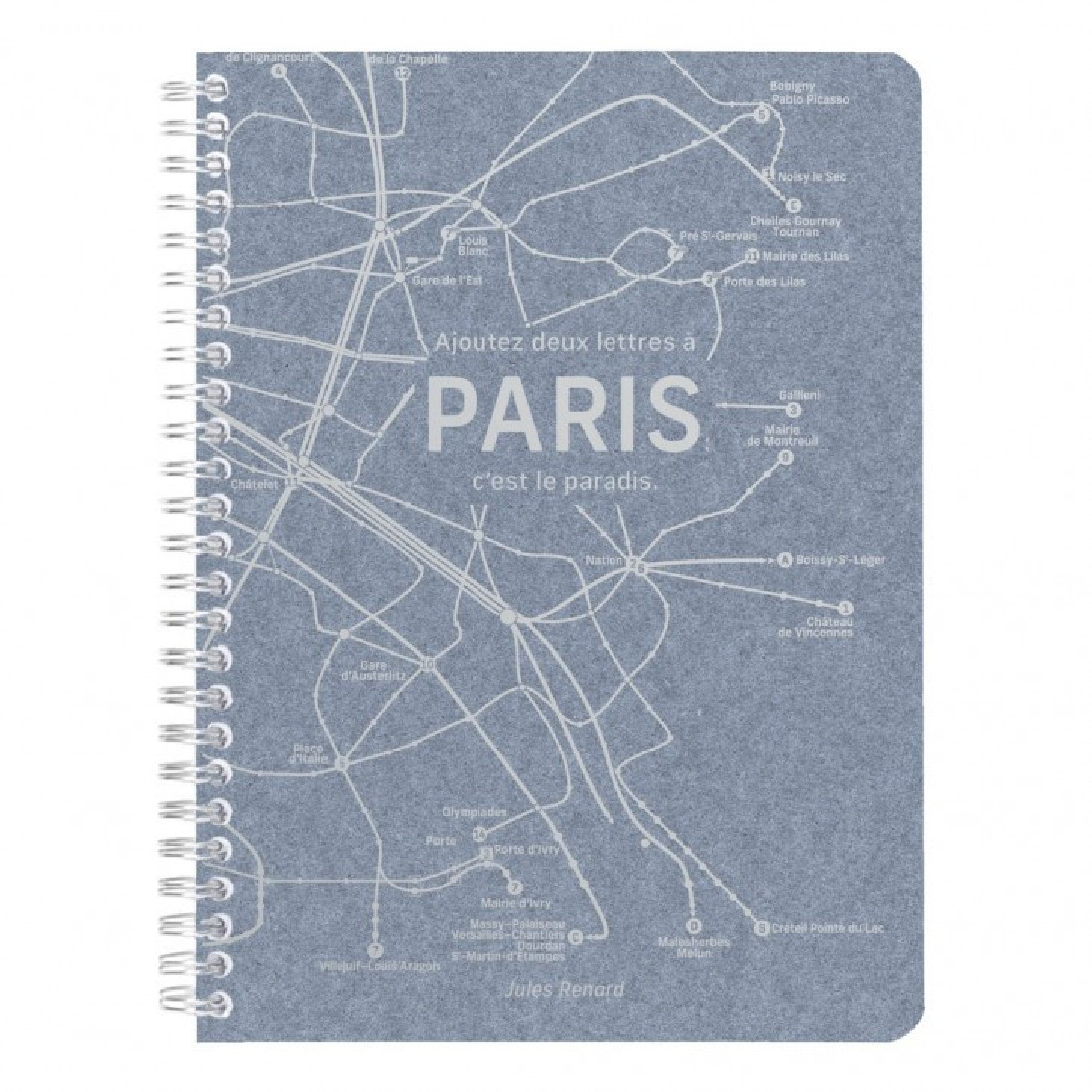 Clairefontaine Rhodia Jeans spiral notebook A5 21x14,8cm, Paris metro, 90gr, lined, 148 pages, 083536