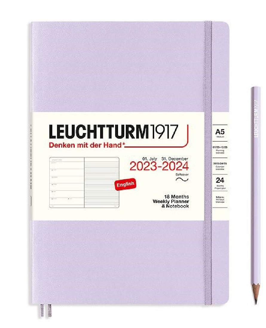 Leuchtturm 1917 Weekly Planner and Notebook 18 Months 2023 - 2024 A5 Lilac Soft Cover