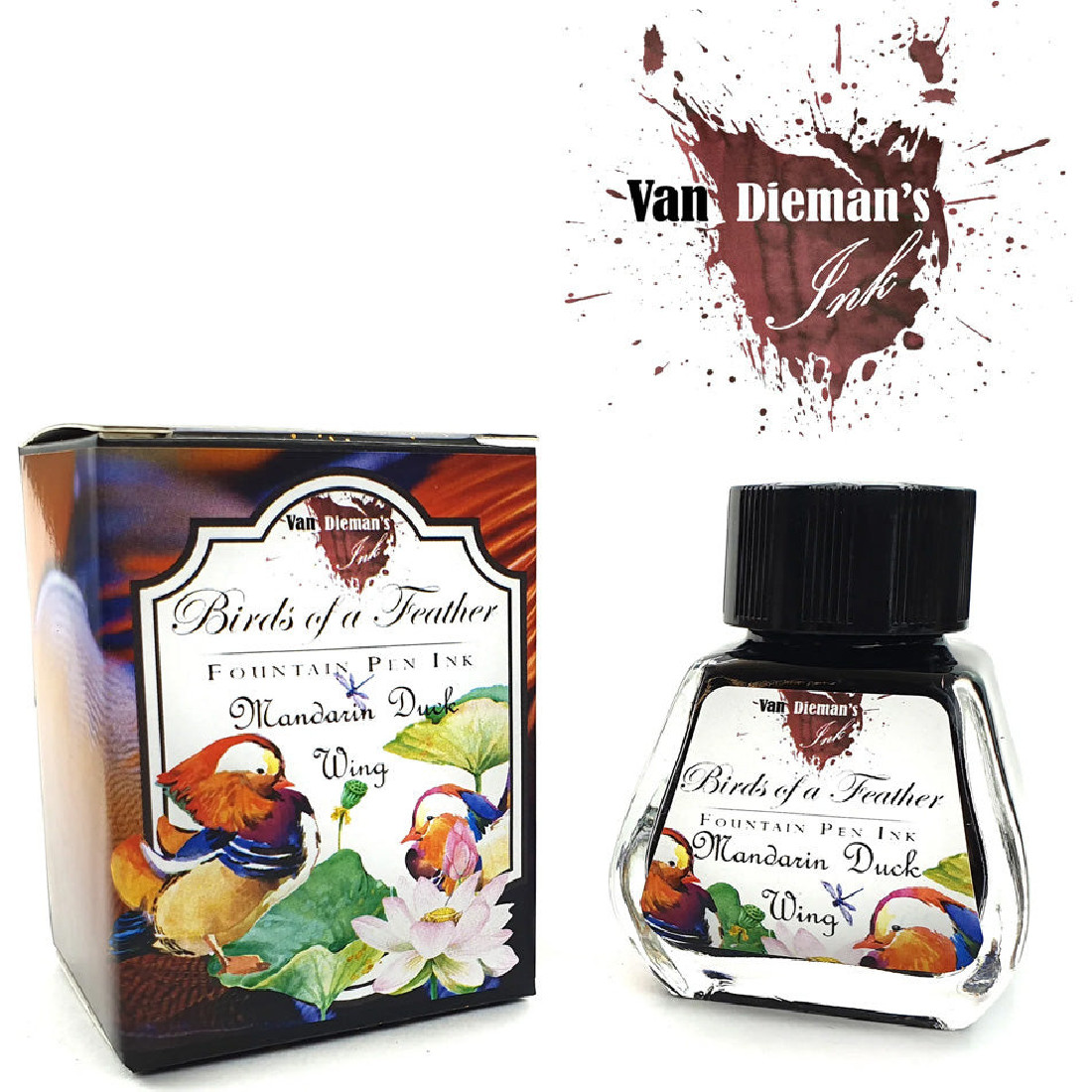 Van Diemans Birds of a Feather - Mandarin Duck Wing - Fountain Pen 30ml Ink