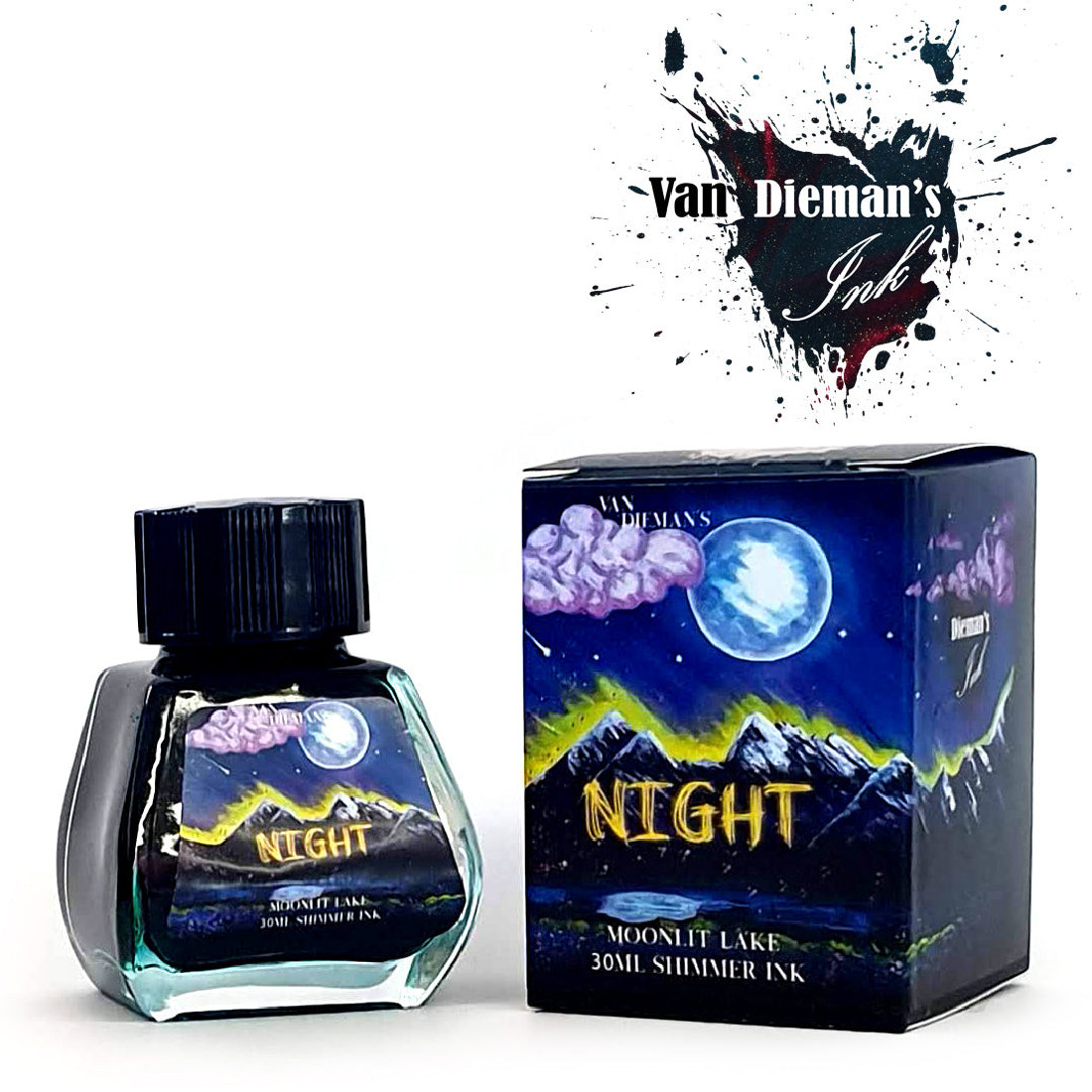 Van Diemans Night - Moonlit Lake - Shimmering Fountain Pen 30ml Ink