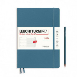 Leuchtturm 1917 Weekly Planner and Notebook 2024 Stone Blue B5 Hard Cover