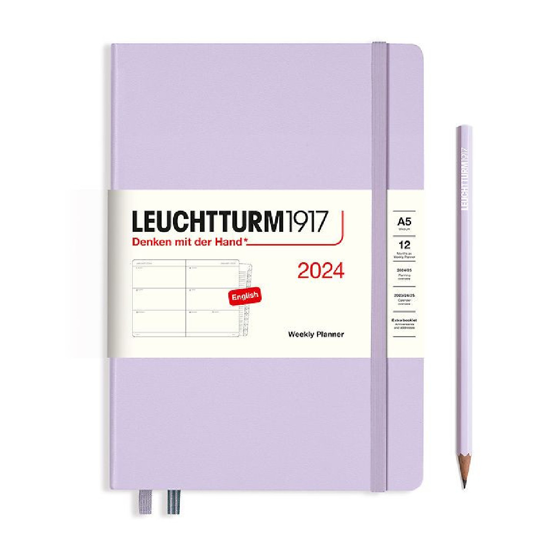 Leuchtturm 1917 Weekly Planner 2024 Lilac Medium A5 Hard Cover
