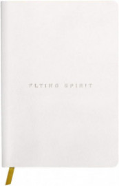 Clairefontaine Rhodia 104946C - A Flying Spirit thread sewn paperback notebook 180 ivory pages 14.8x21 cm 90 g lined, glazed lambskin leather cover, white