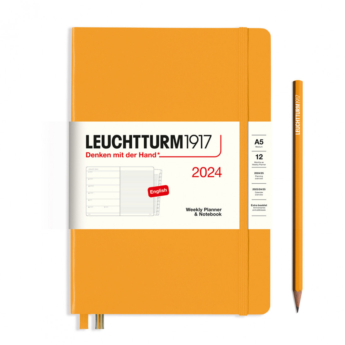 Leuchtturm 1917 Weekly Planner and Notebook 2024 Rising Sun Medium A5 Hard Cover