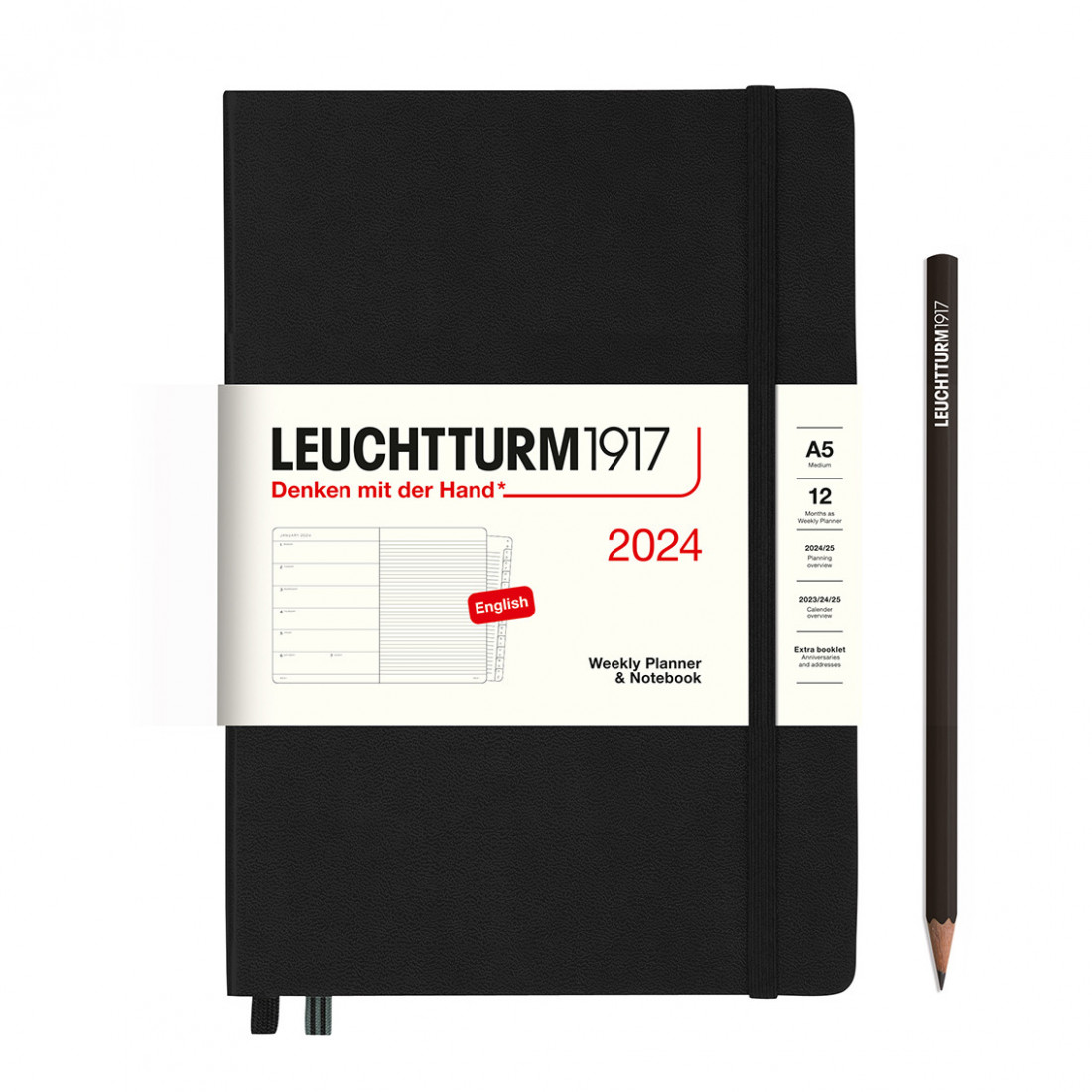 Leuchtturm 1917 Weekly Planner and Notebook 2024 Forest Green Pocket A6