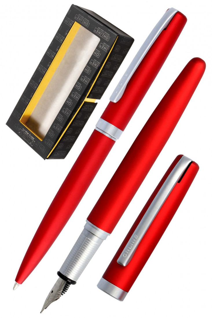 Eleganza Fountain Pen and Ballpen Set Red Style 34647 Online