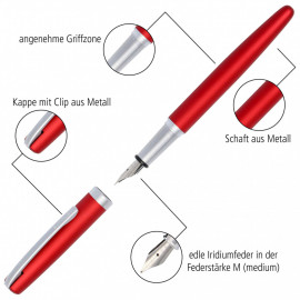 Eleganza Fountain Pen and Ballpen Set Red Style 34647 Online