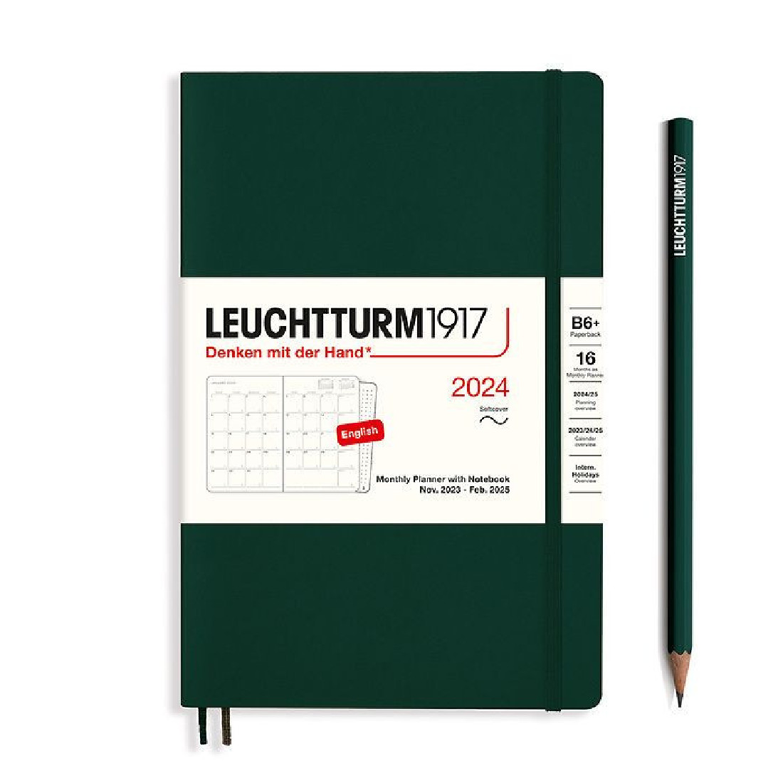 Leuchtturm 1917 Monthly Planner and Notebook 2024 Black Composition B5 Soft  Cover