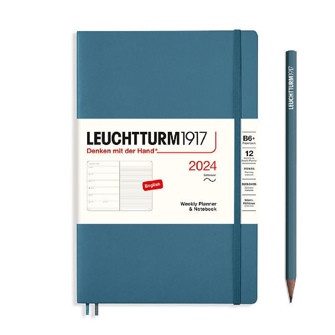 Leuchtturm 1917 Weekly Planner and Notebook 2024 Stone Blue Paperback