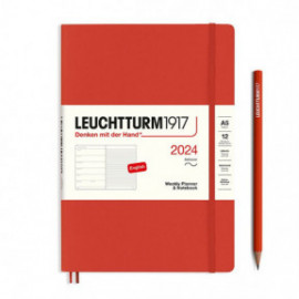 Leuchtturm 1917 Weekly Planner and Notebook 2024 Fox Red Medium A5 Soft Cover