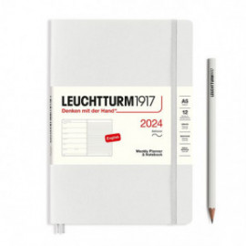 Leuchtturm 1917 Weekly Planner and Notebook 2024 Light Grey Medium A5 Soft Cover