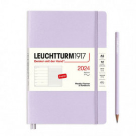 Leuchtturm 1917 Weekly Planner and Notebook 2024 Lilac Medium A5 Soft Cover