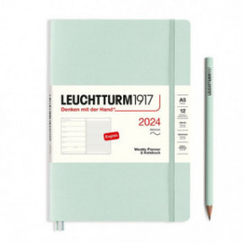 Leuchtturm 1917 Weekly Planner and Notebook 2024 Mint Green Medium A5 Soft Cover