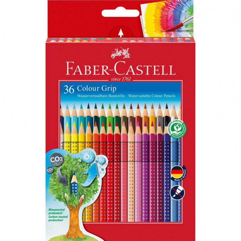 Faber-Castell Pencils - Colour Grip Ergonomic Triangular Shape, Tin of