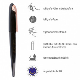 Calligraphy pen 1,4mm, Best Writer Air 10039 black rose Online