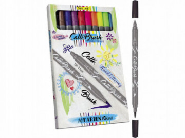 Calli.Brush Pen Set 10 pcs., double tip with calligraphy nib and brush I Brushpen I Journaling I Calligraphy I Lettering 19051 Online