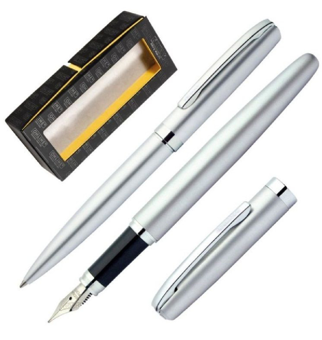 ONLINE writing set 34371 Fountain pen and ballpen silver ct